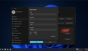 label VHD dialog on Windows 11