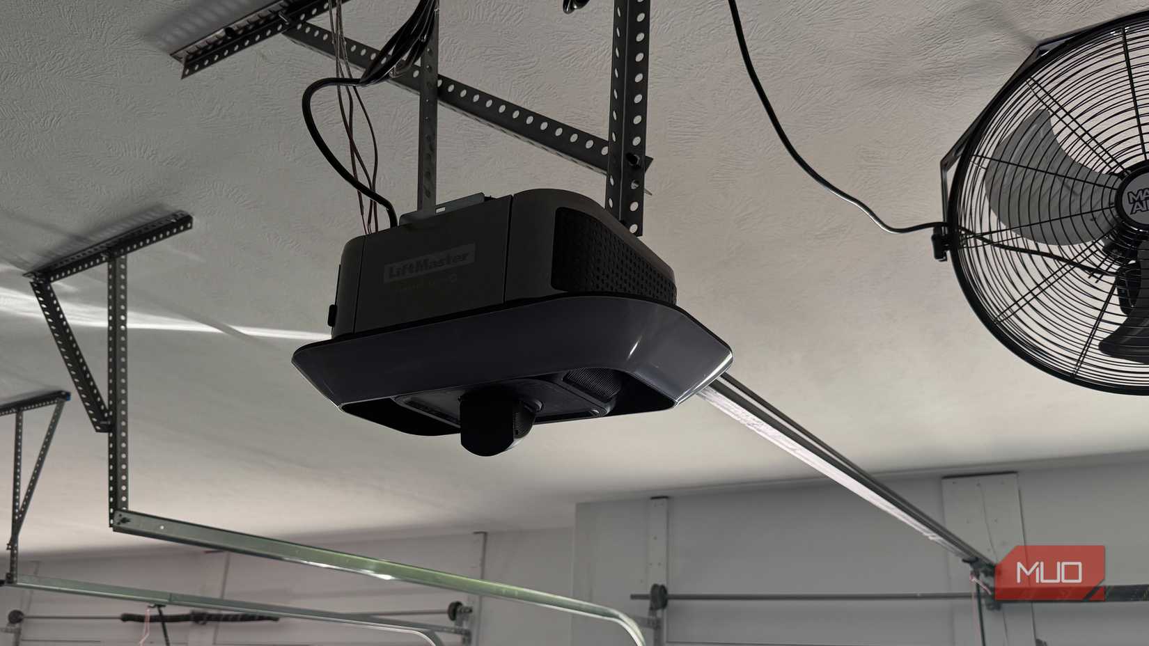 liftmaster garage door opener suspended from ceiling