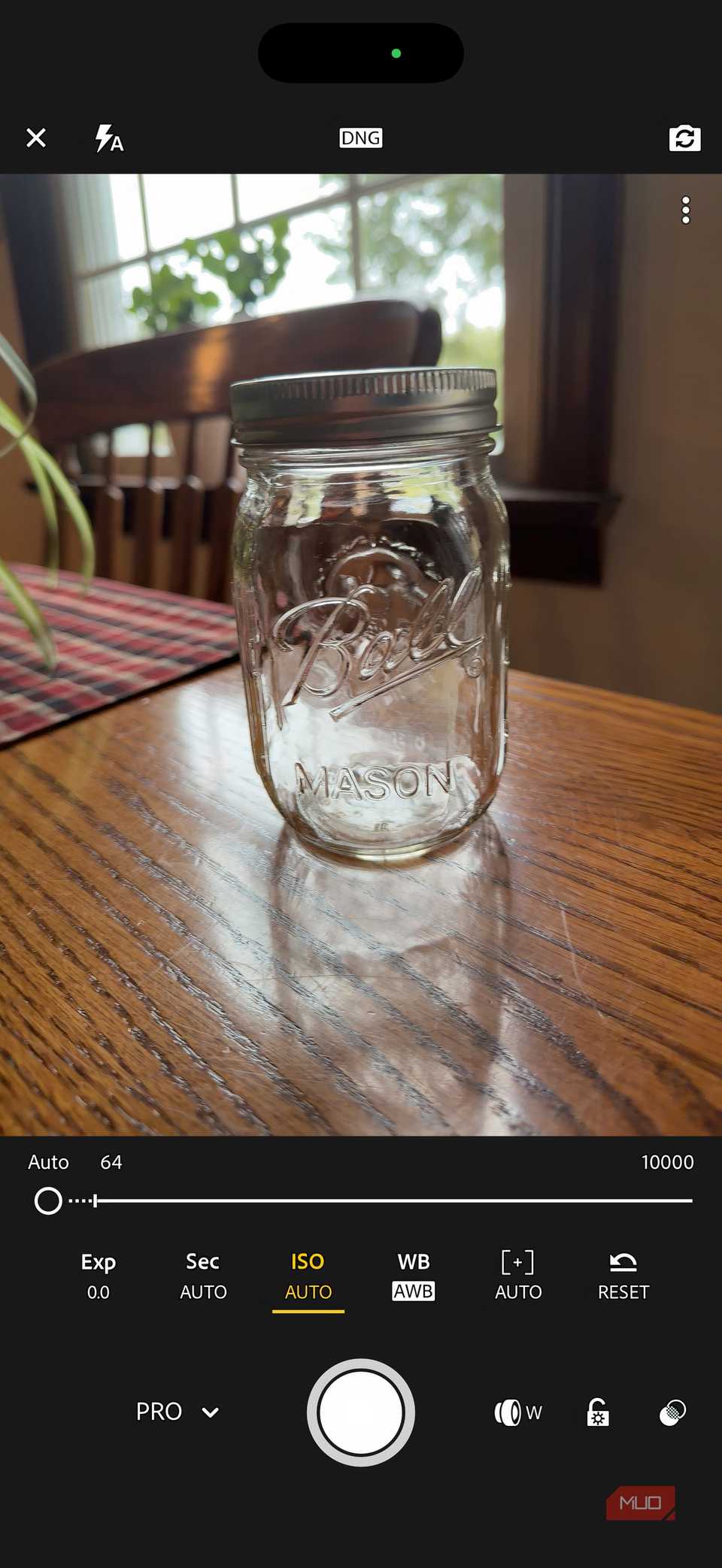 Lightroom Mobile ISO settings on iPhone.