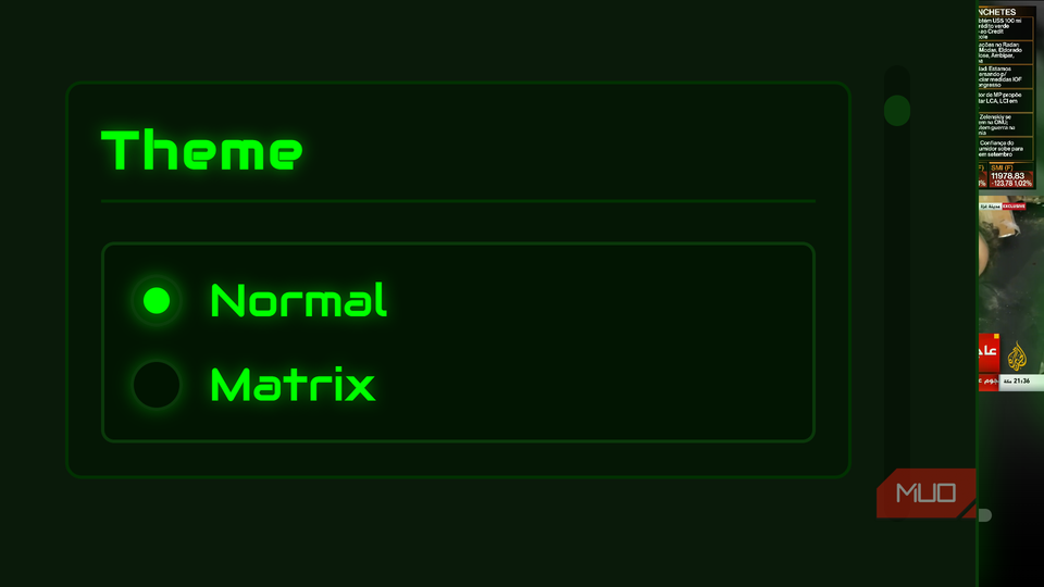 Live TV Wall Theme selection UI with 'Normal' chosen.