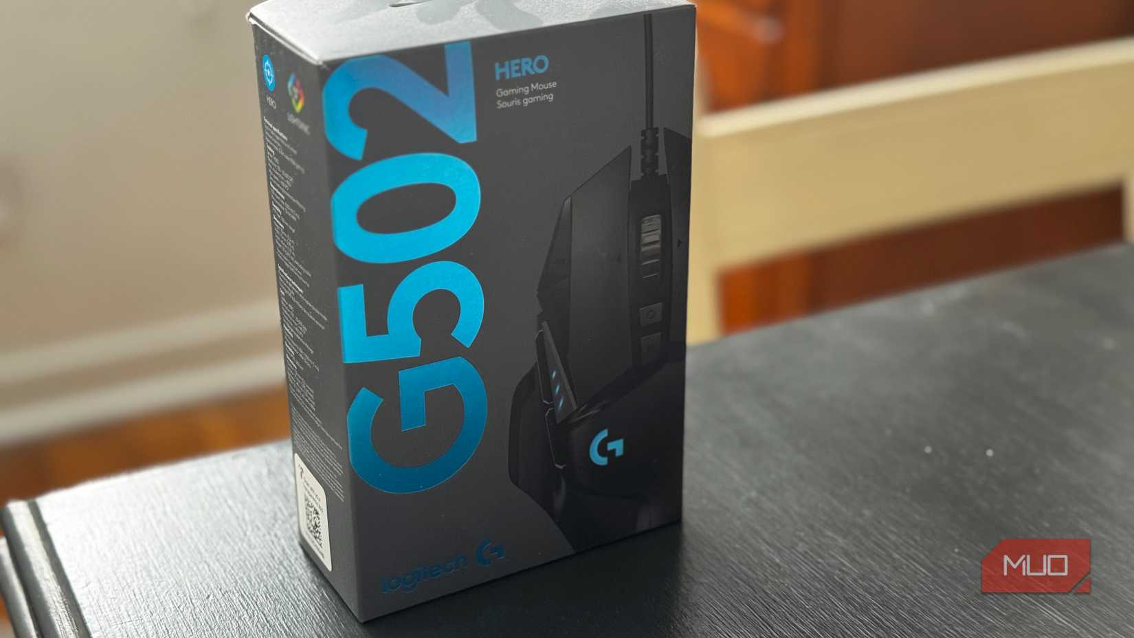 Logitech G502 Hero Mouse Box on a Table