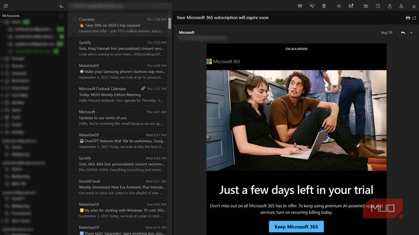 Mailspring でダーク モードでメールを開く
