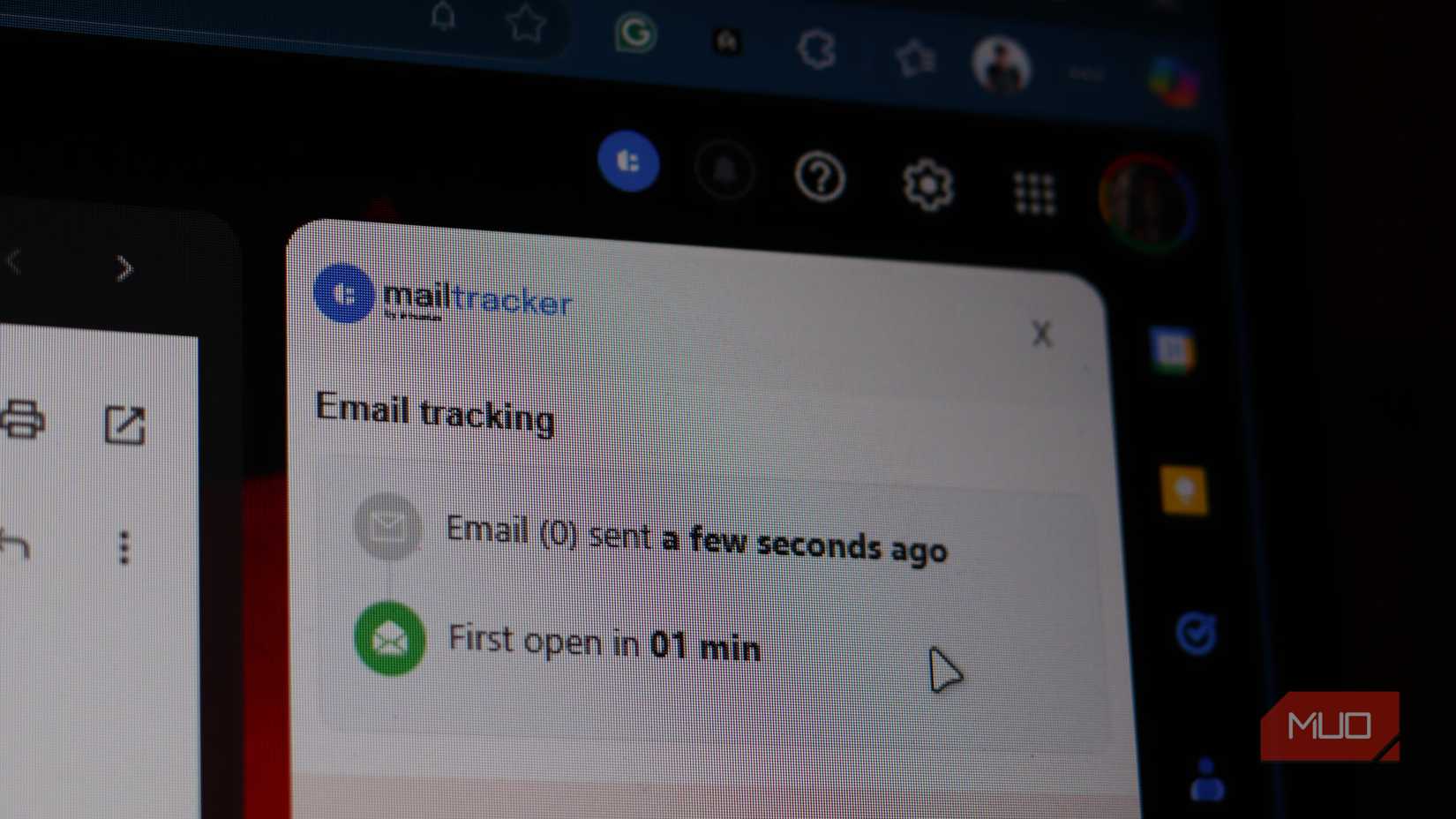 MailTracker Extension running on Edge.