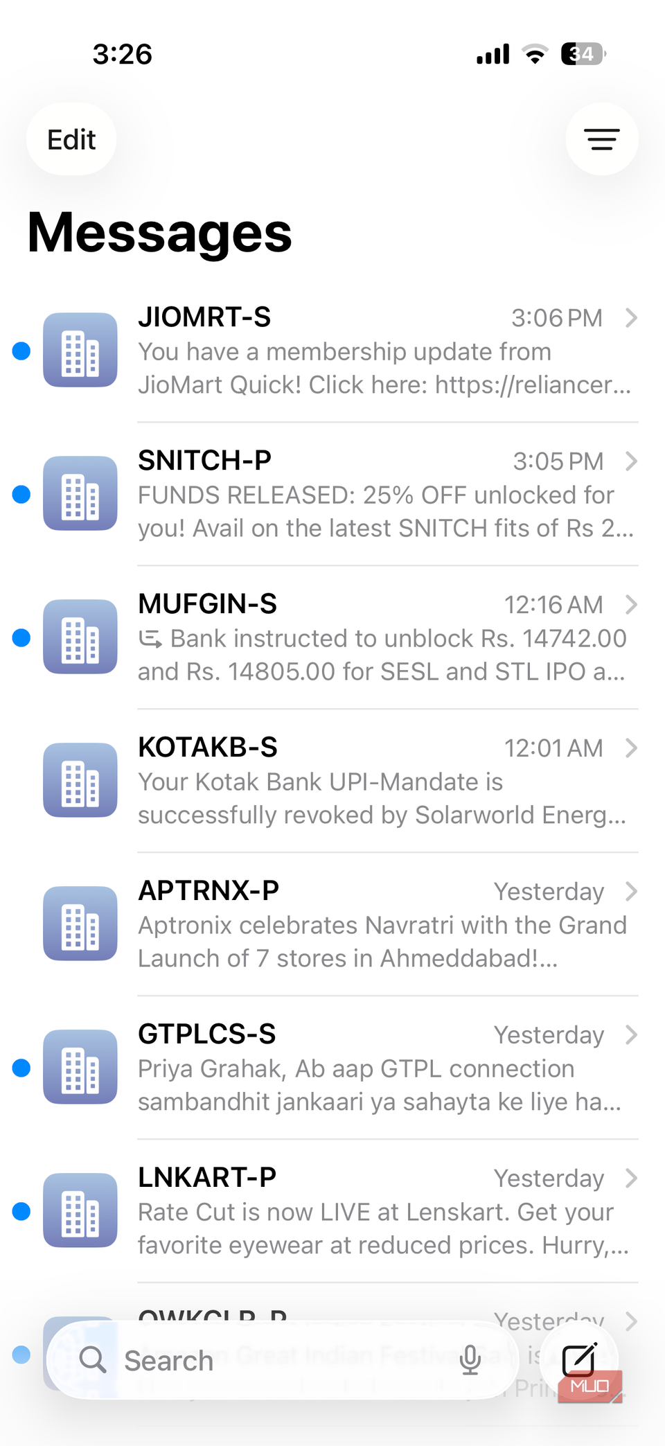 Messages app on iPhone