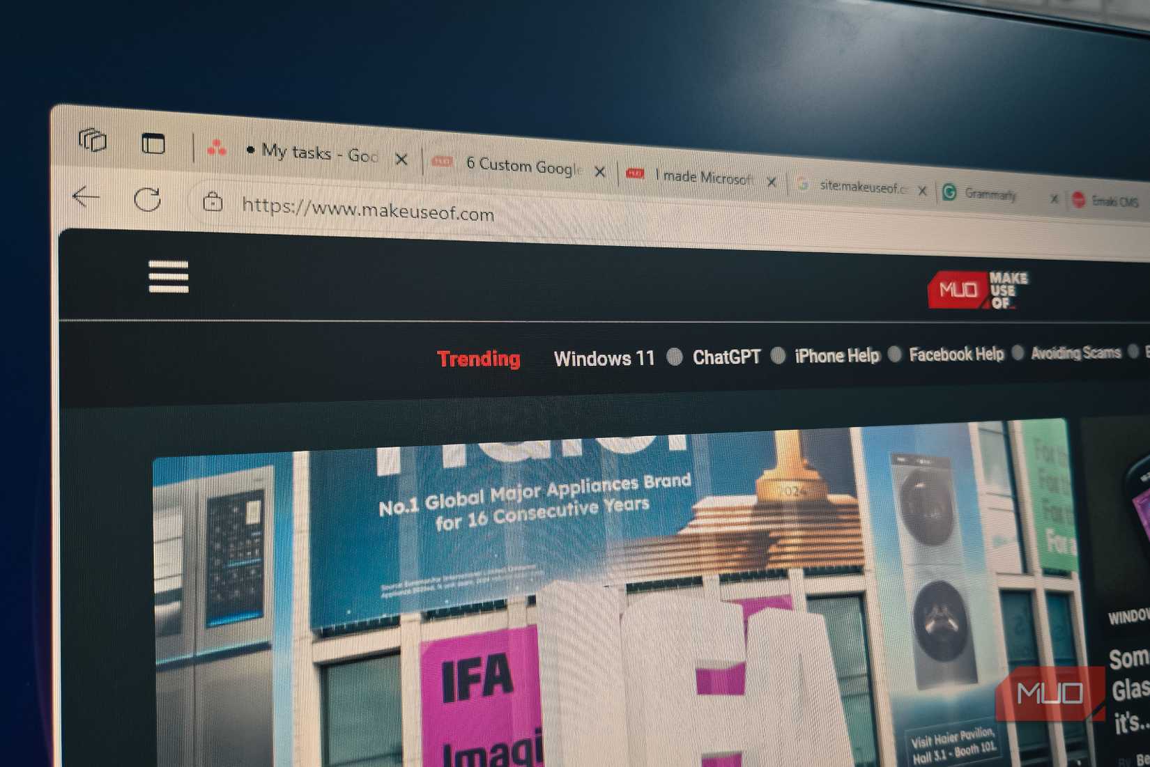 Microsoft edge browser open with multiple tabs