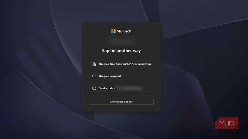 Microsoft's sign-in another way login page