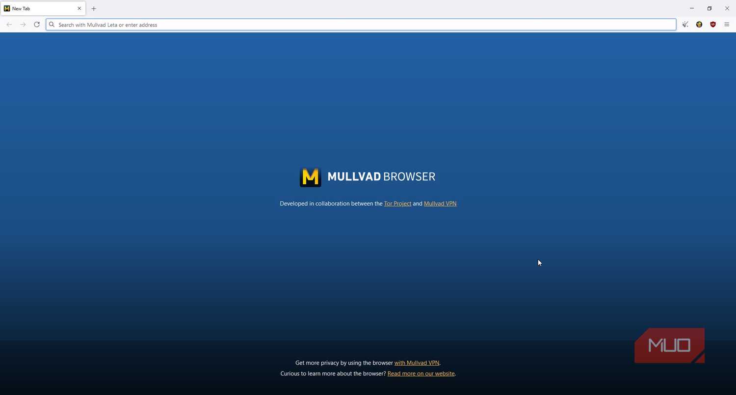 Mullvad browser default home page