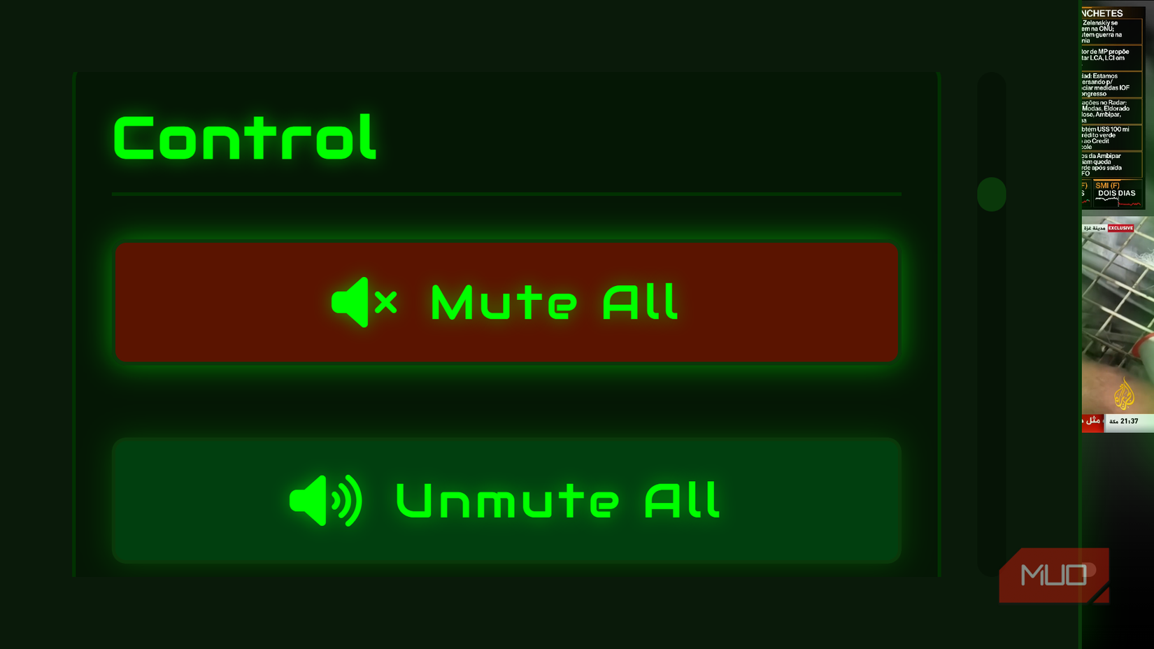 Mute control panel for Live TV Wall.