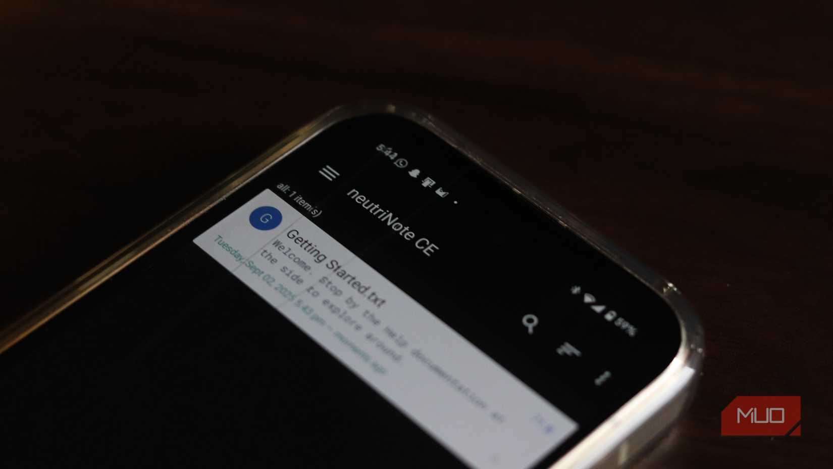 Neutrinote app running on Pixel 9a