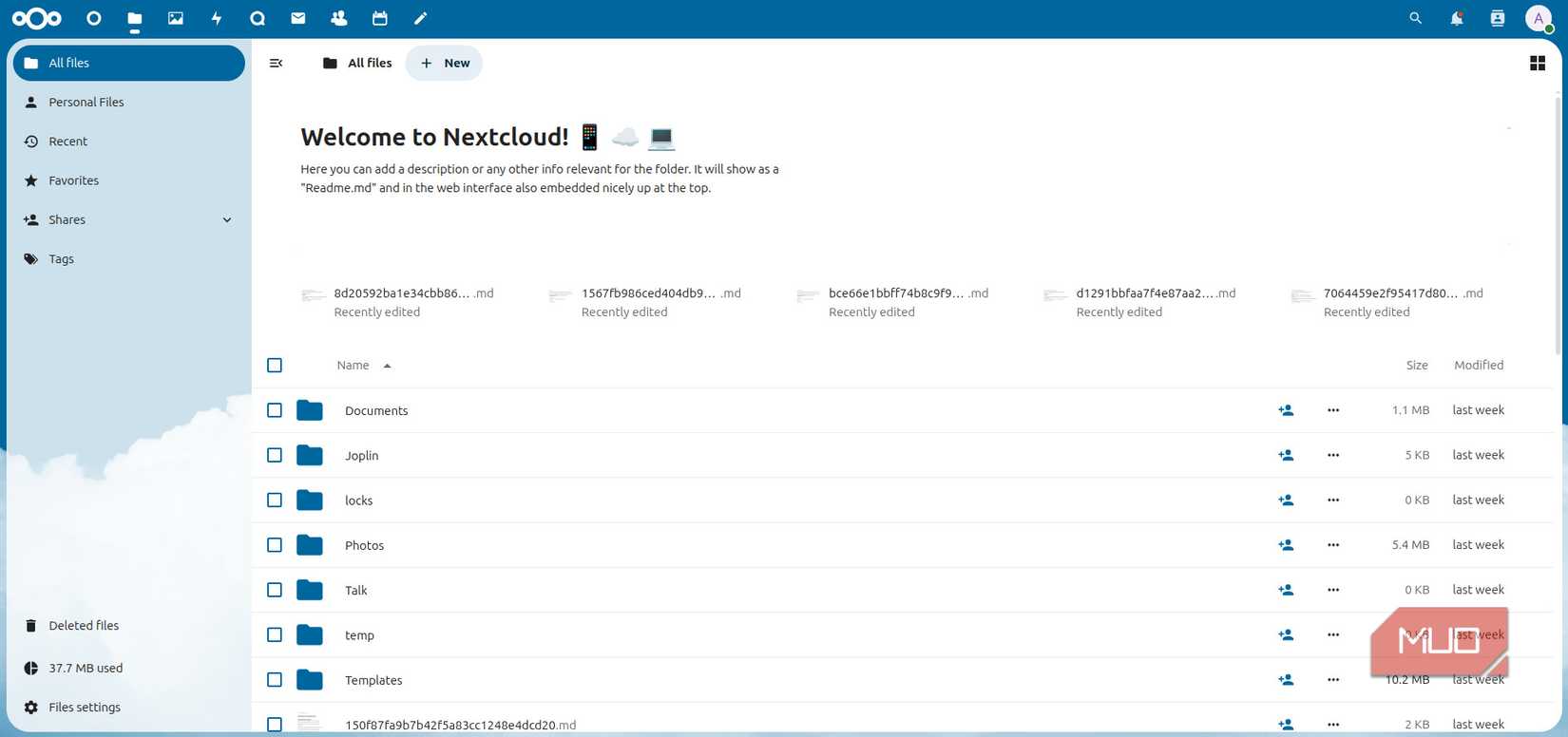 Nextcloud file view