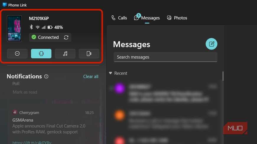 Link Controls I absolutely love the new Phone Link on Windows 11