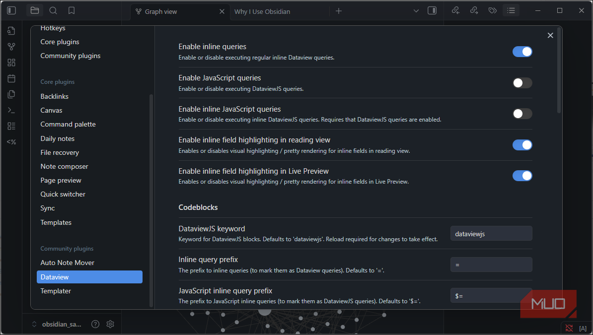 Obsidian dataview plugin