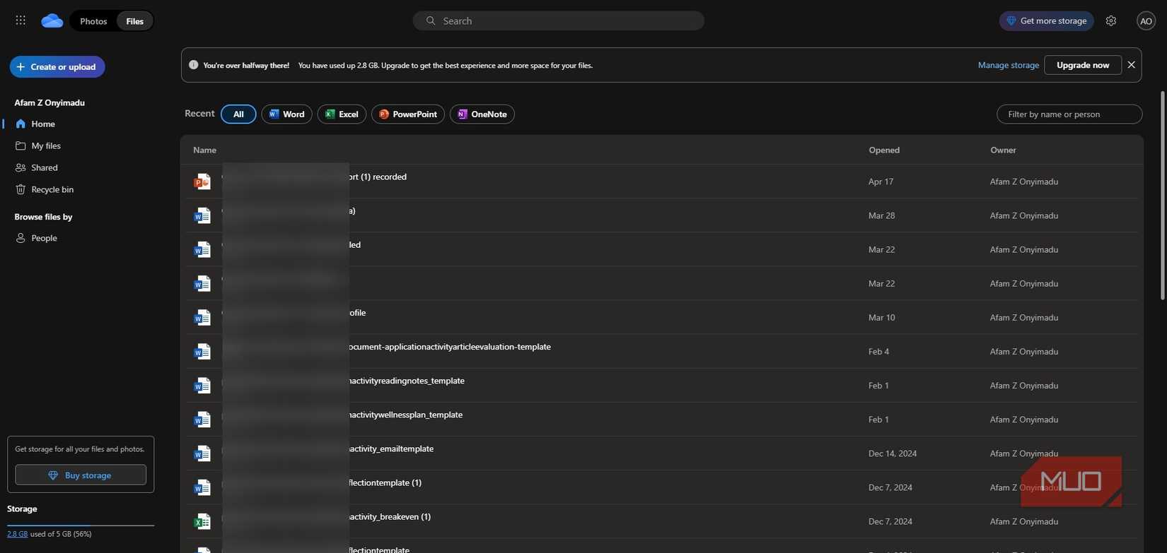 OneDrive online files