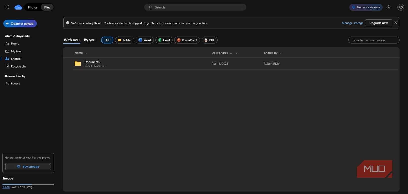 OneDrive shared folder