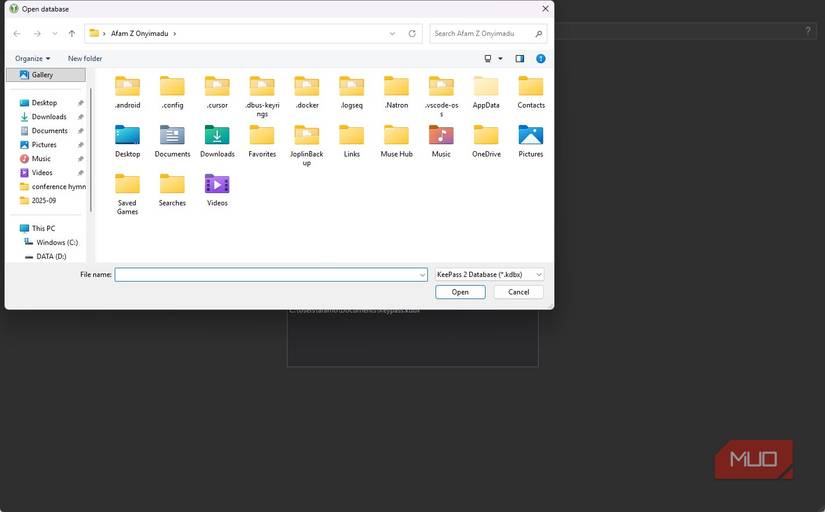 Opening KeePassXC password database