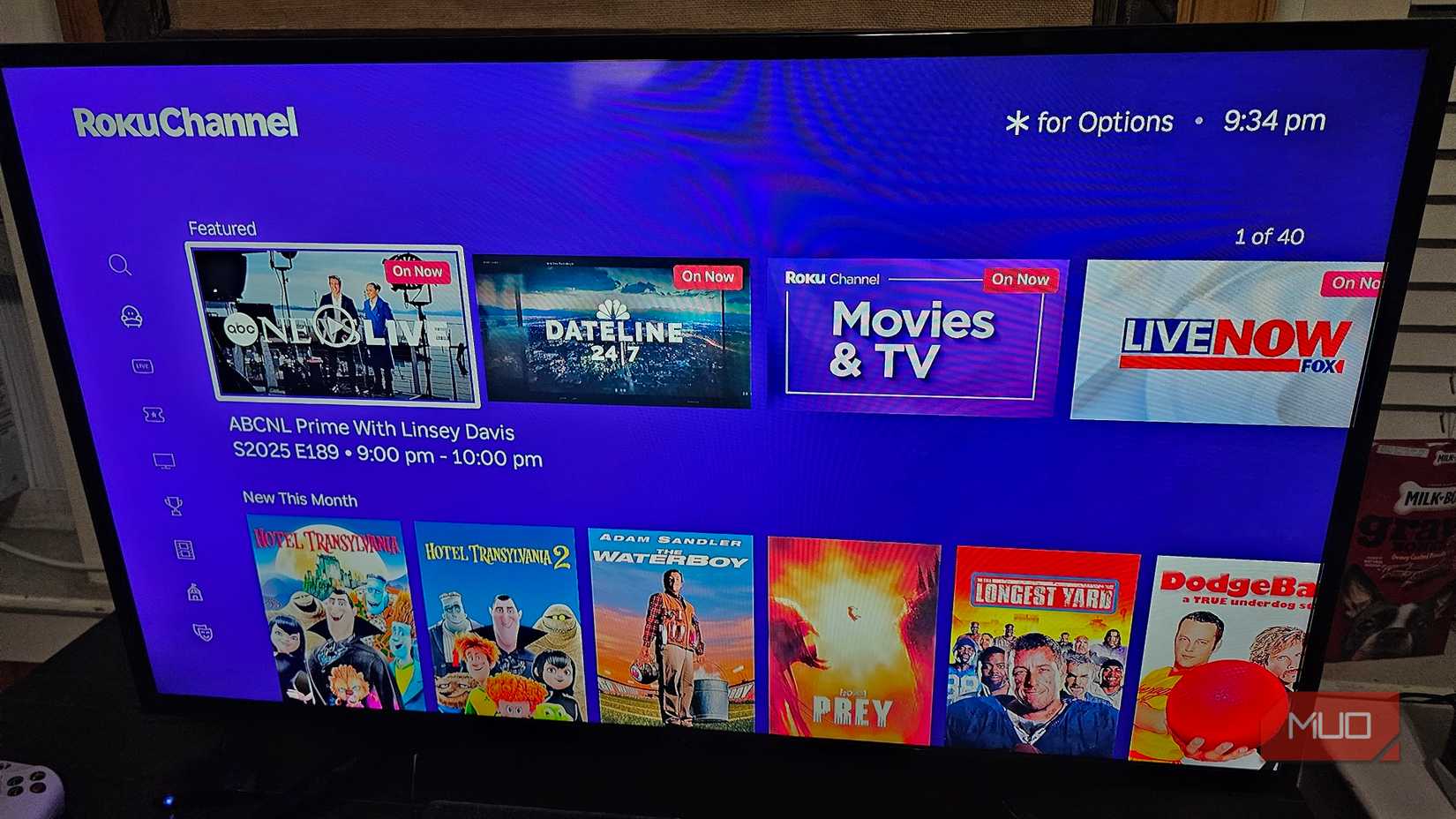 Opening the Roku Channel app to watch free movies and TV shows.