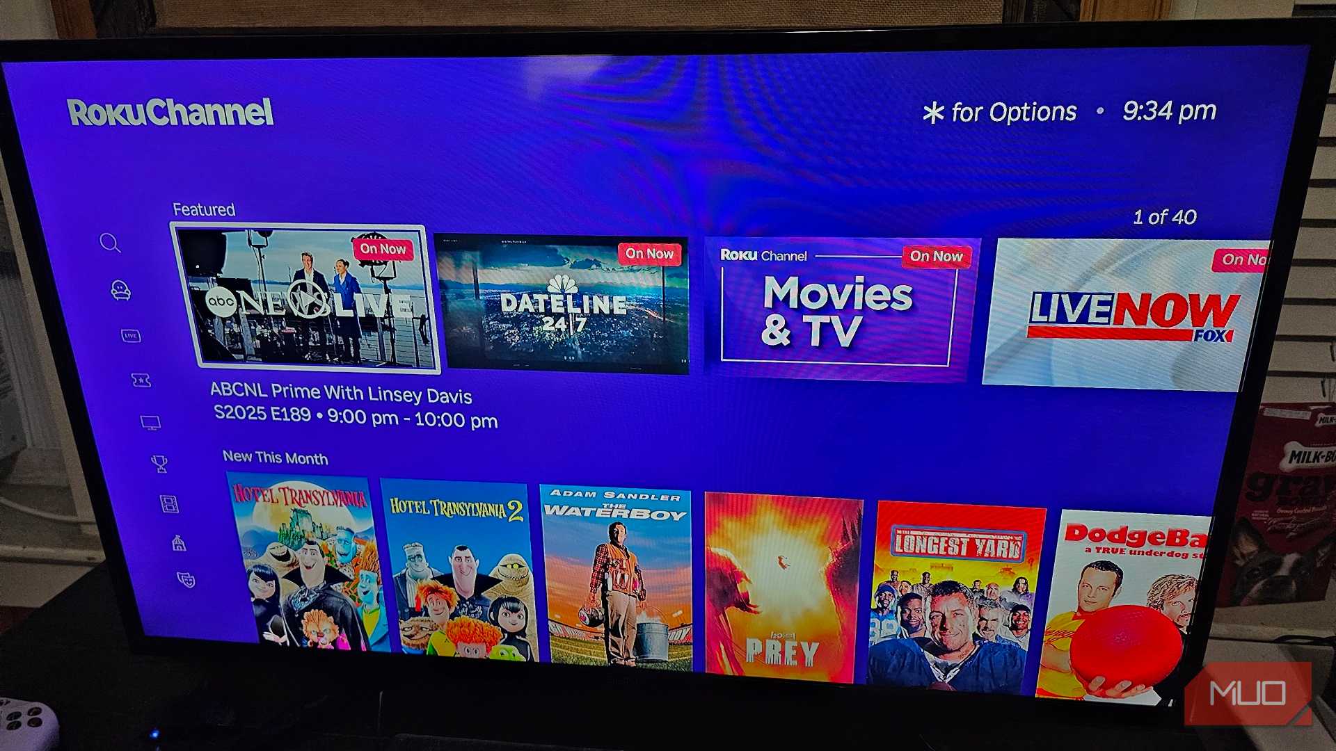 Opening the Roku Channel app to watch free movies and TV shows.