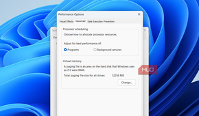 Performance options window in Windows 11