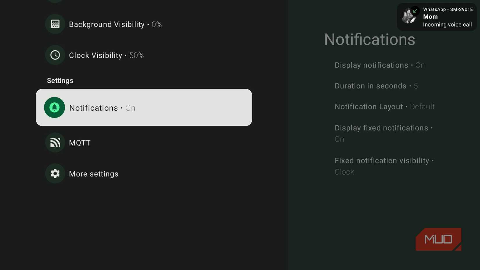 Phone notification on TV
