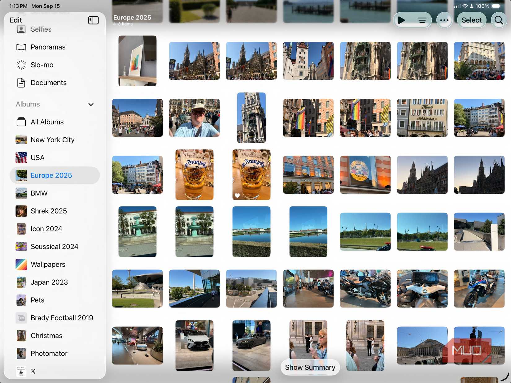 The Photos app on an iPad. 