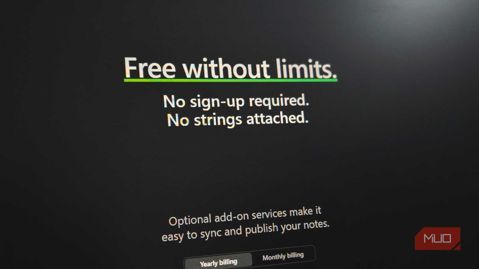 picture of Obsidian web pricing section