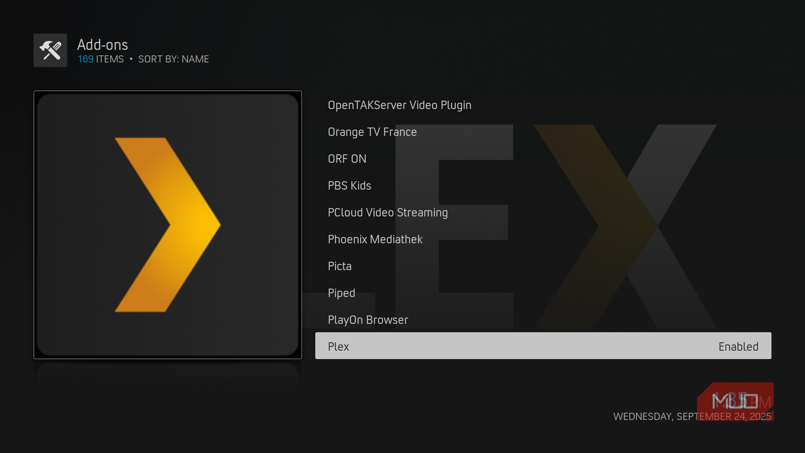 The Plex add-on in on Kodi.