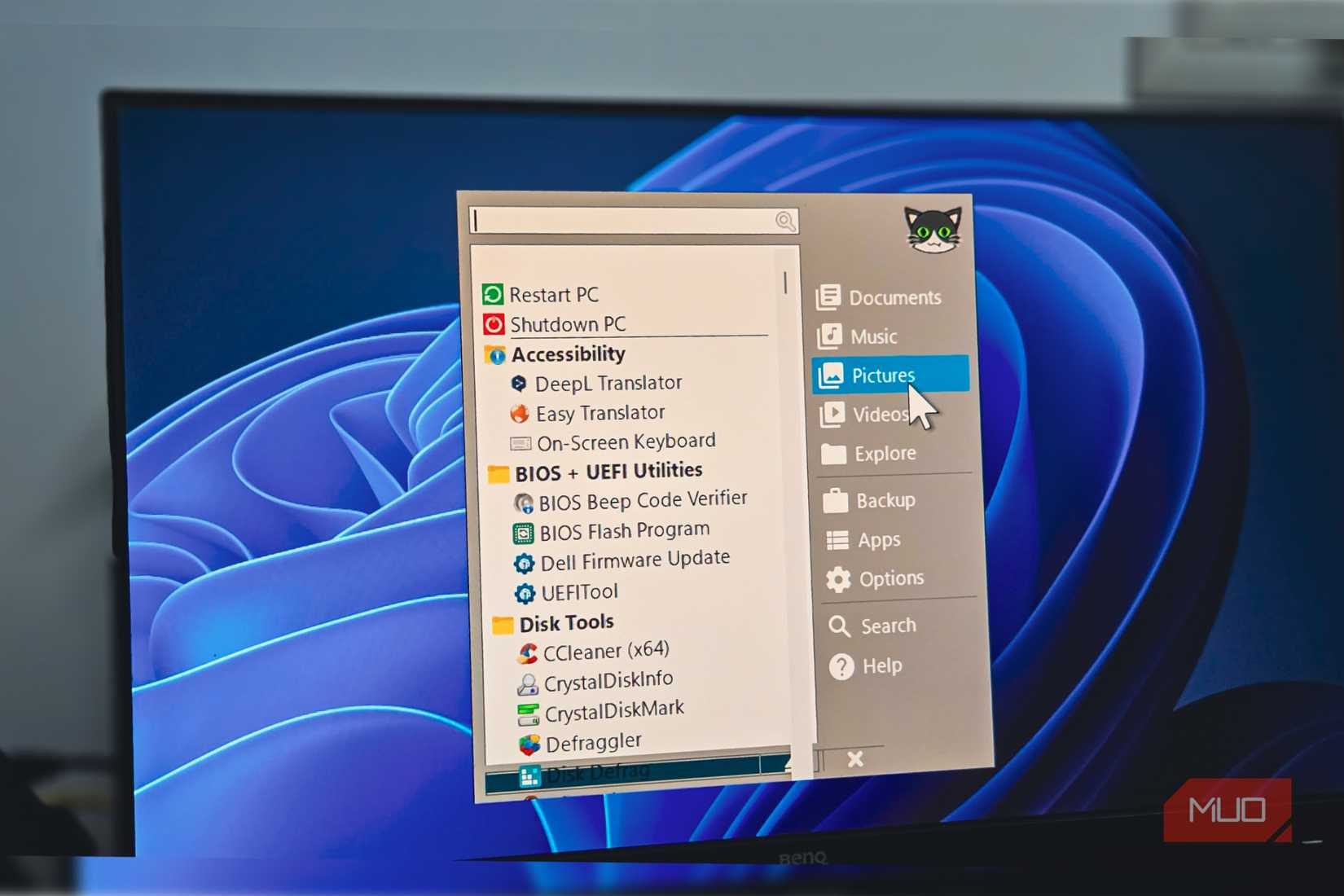Portable Apps platform open on a BENQ monitor