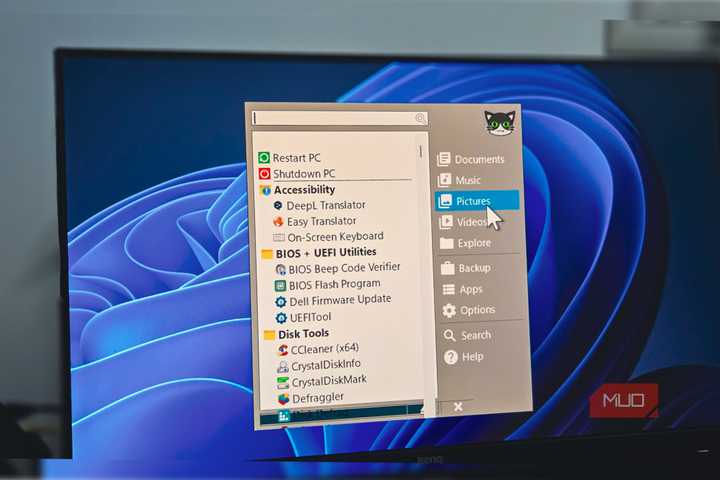 Portable Apps platform open on a BENQ monitor