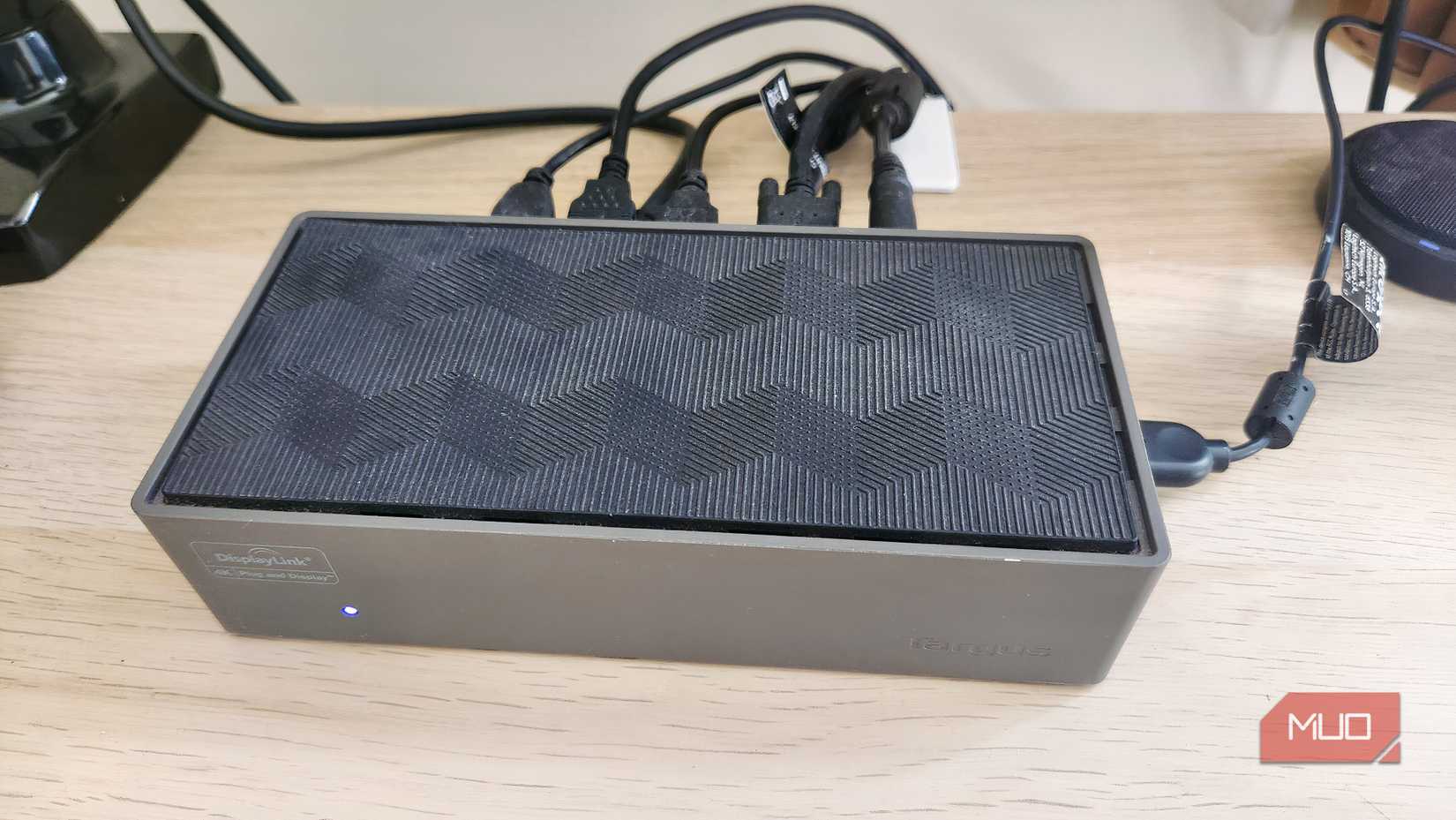 A powered desktop docking station.