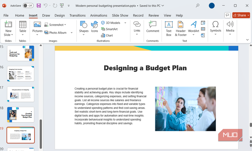 PowerPoint presentation about budget plan