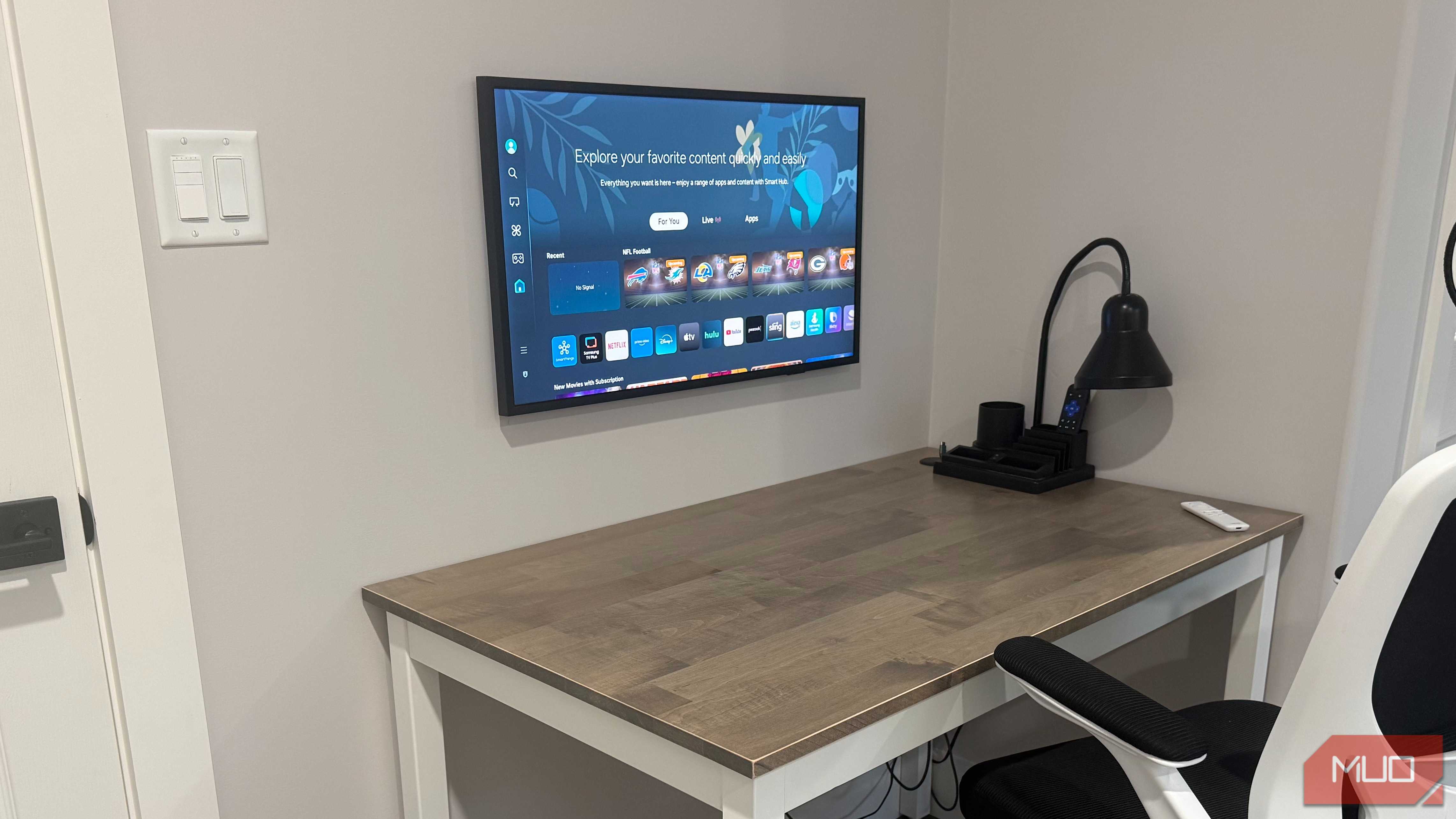 samsung frame wall mounted with cables hidden as monitor