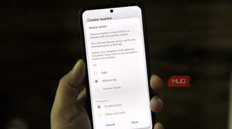 Samsung phone in hand showing button action menu