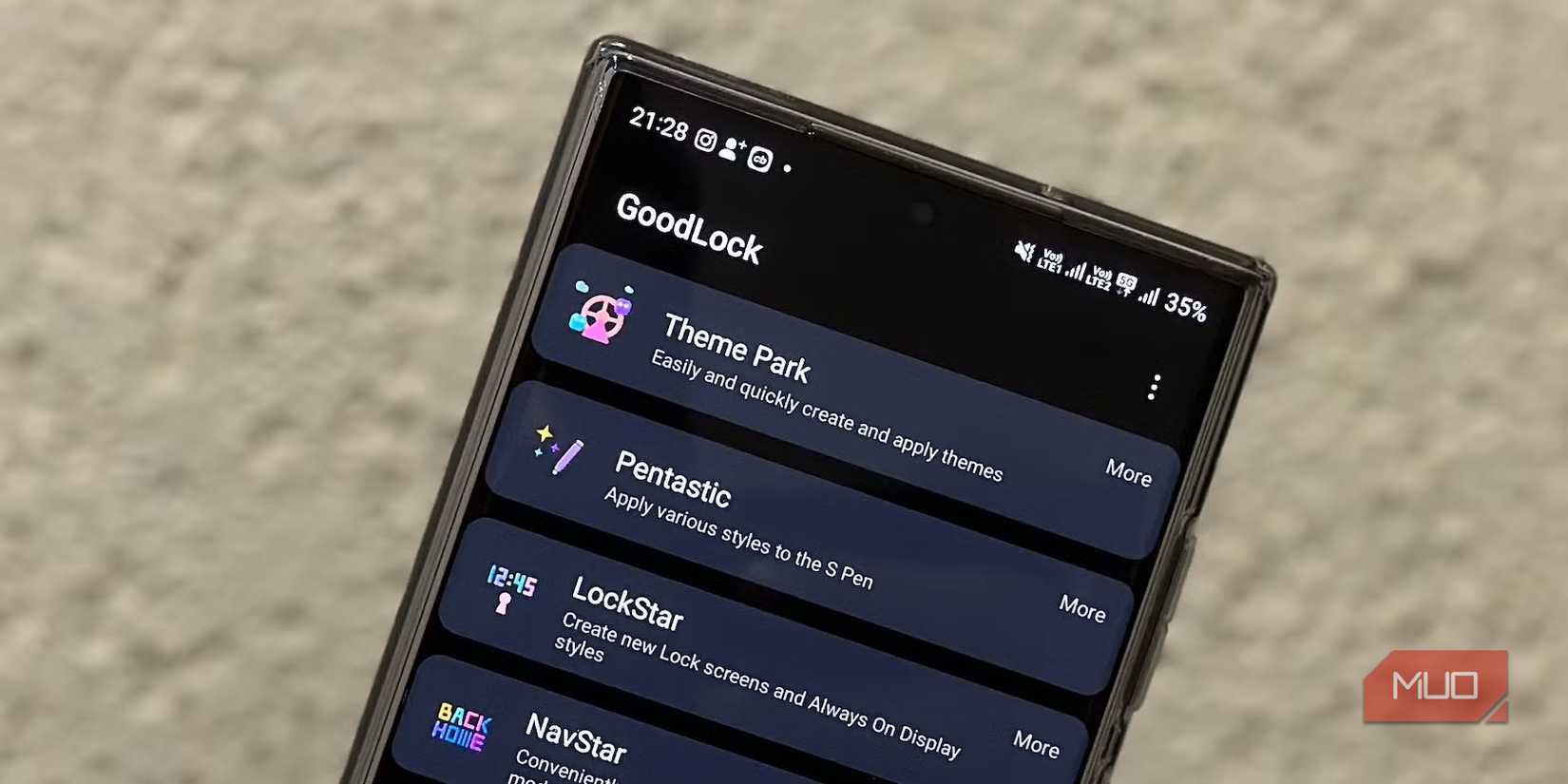 Samsung phone showing Good Lock app