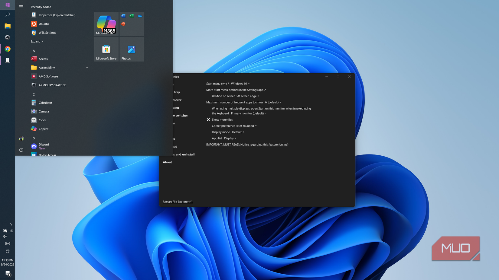 Windows 11 desktop with the taskbar aligned to the left