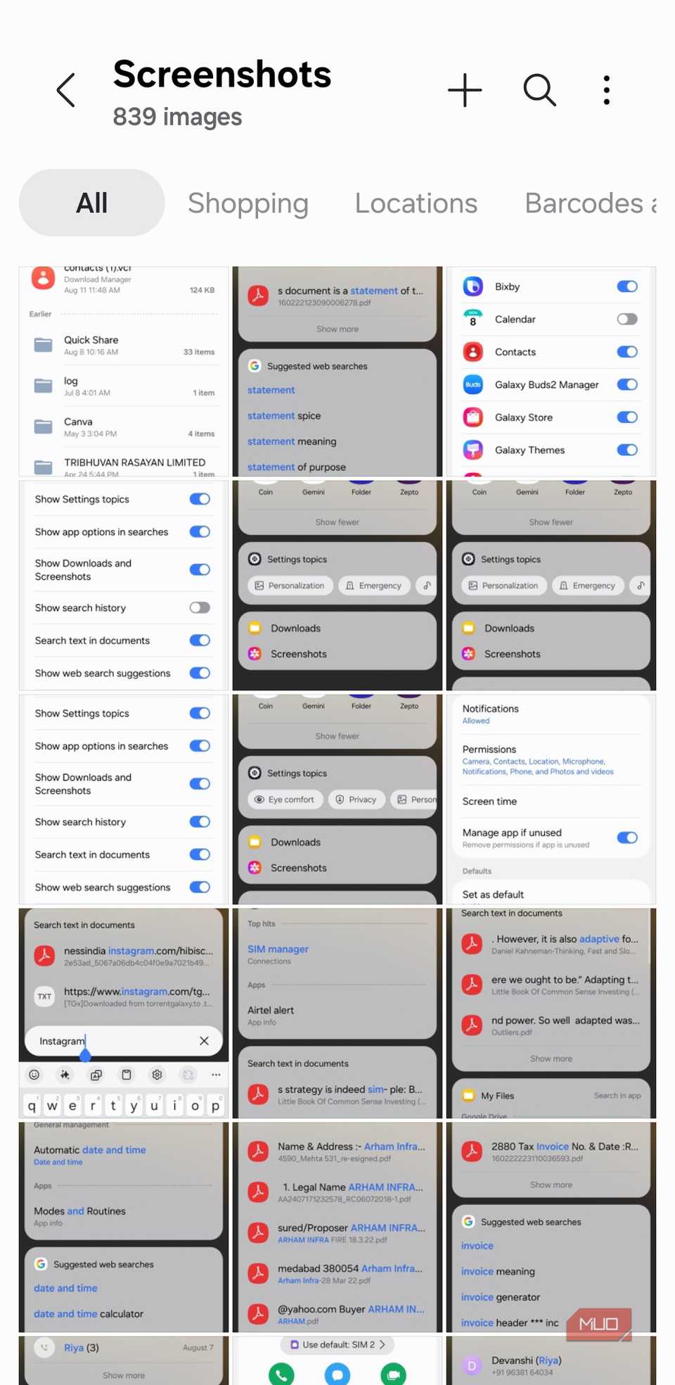 Screeshots album in Samsung Gallery app