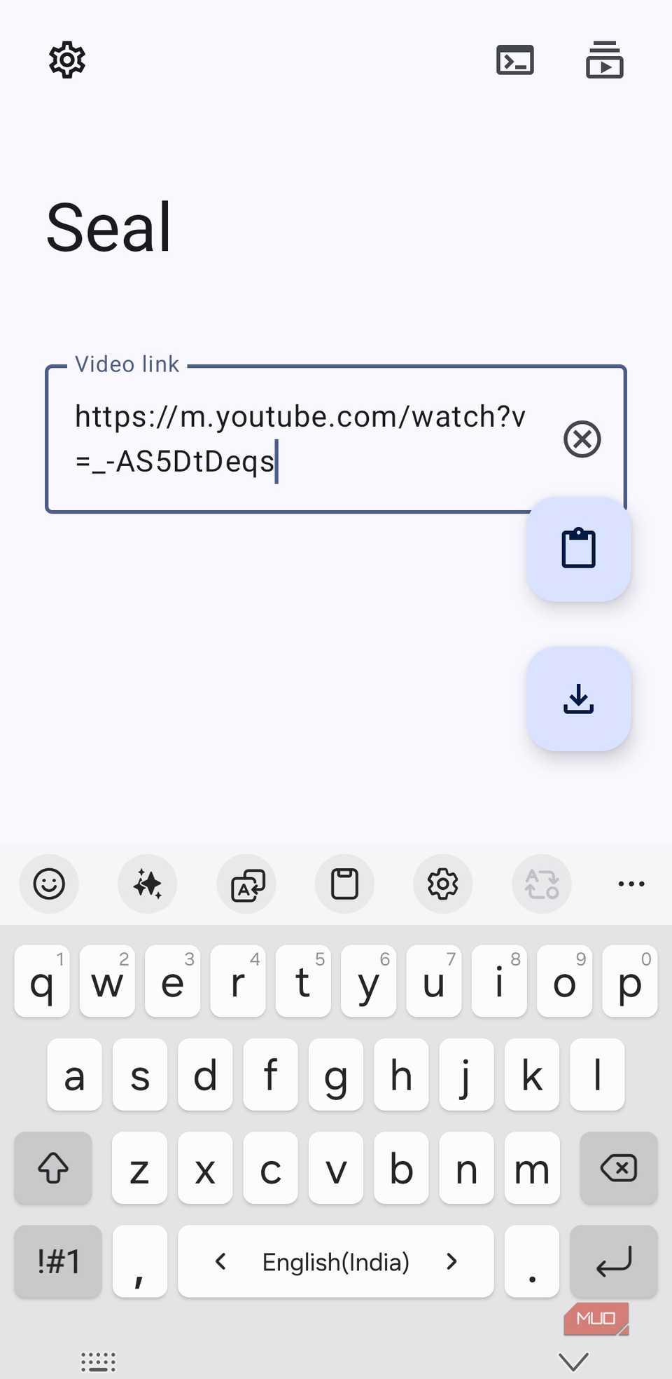 Seal app URL box on Android phone