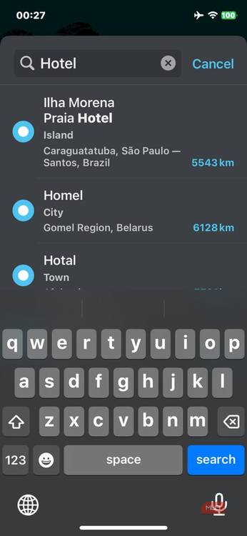 Searching locations on Organic Maps