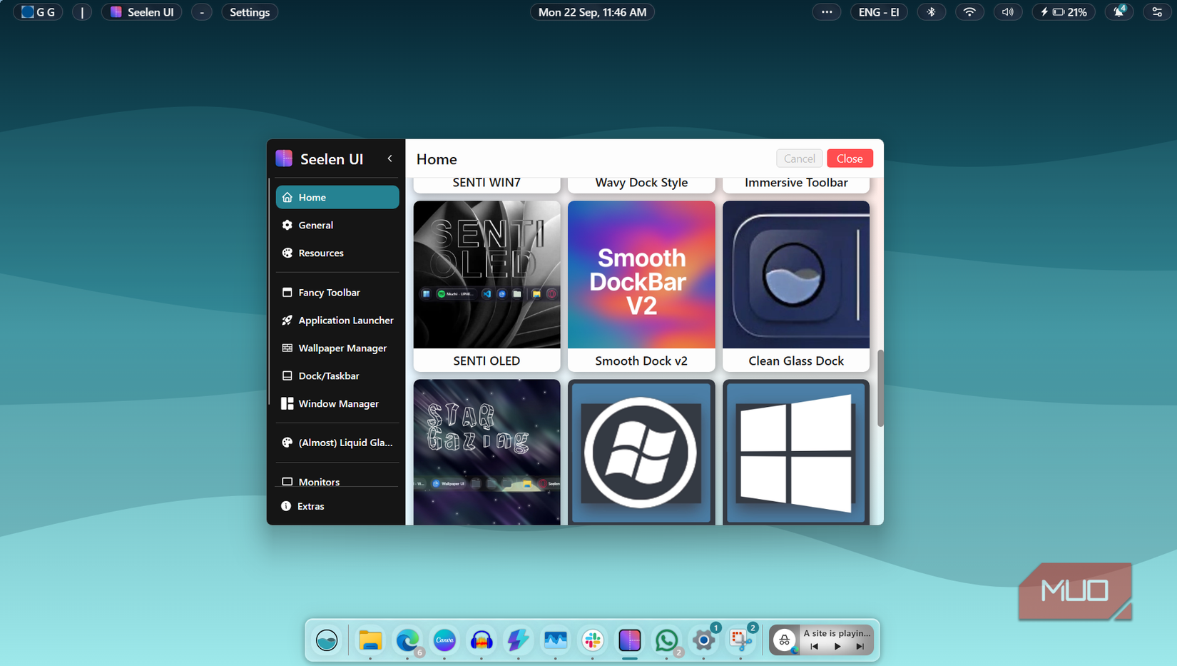 Seelen UI customization menu