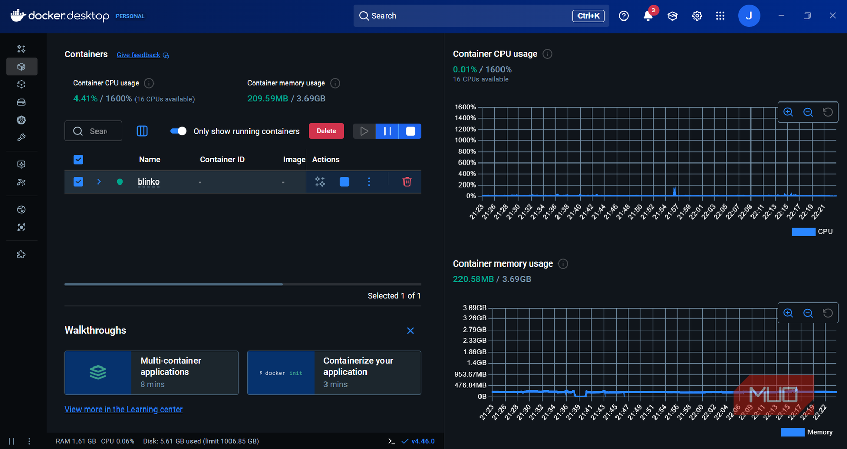 Self-hosting Blinko on Docker takes little system resources