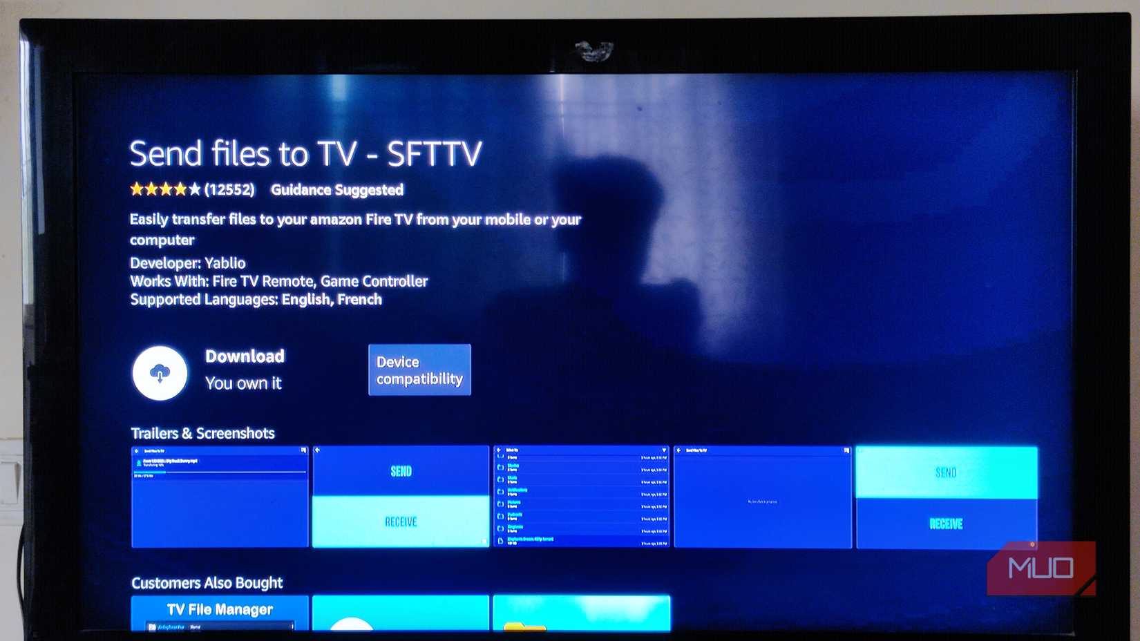 Send Files on TV app page on Fire Stick app page.