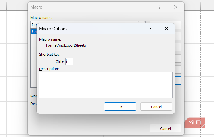 Setting a shortcut for a macro in Excel
