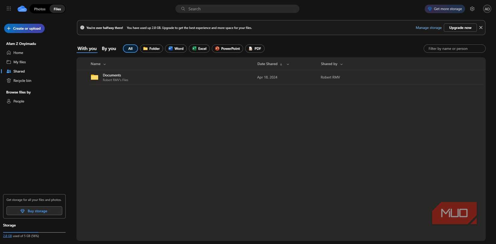 Shared files on OneDrive