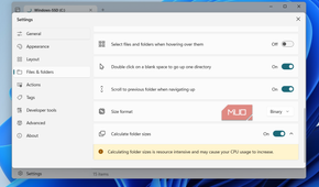 Show folder size option in Files app on PC