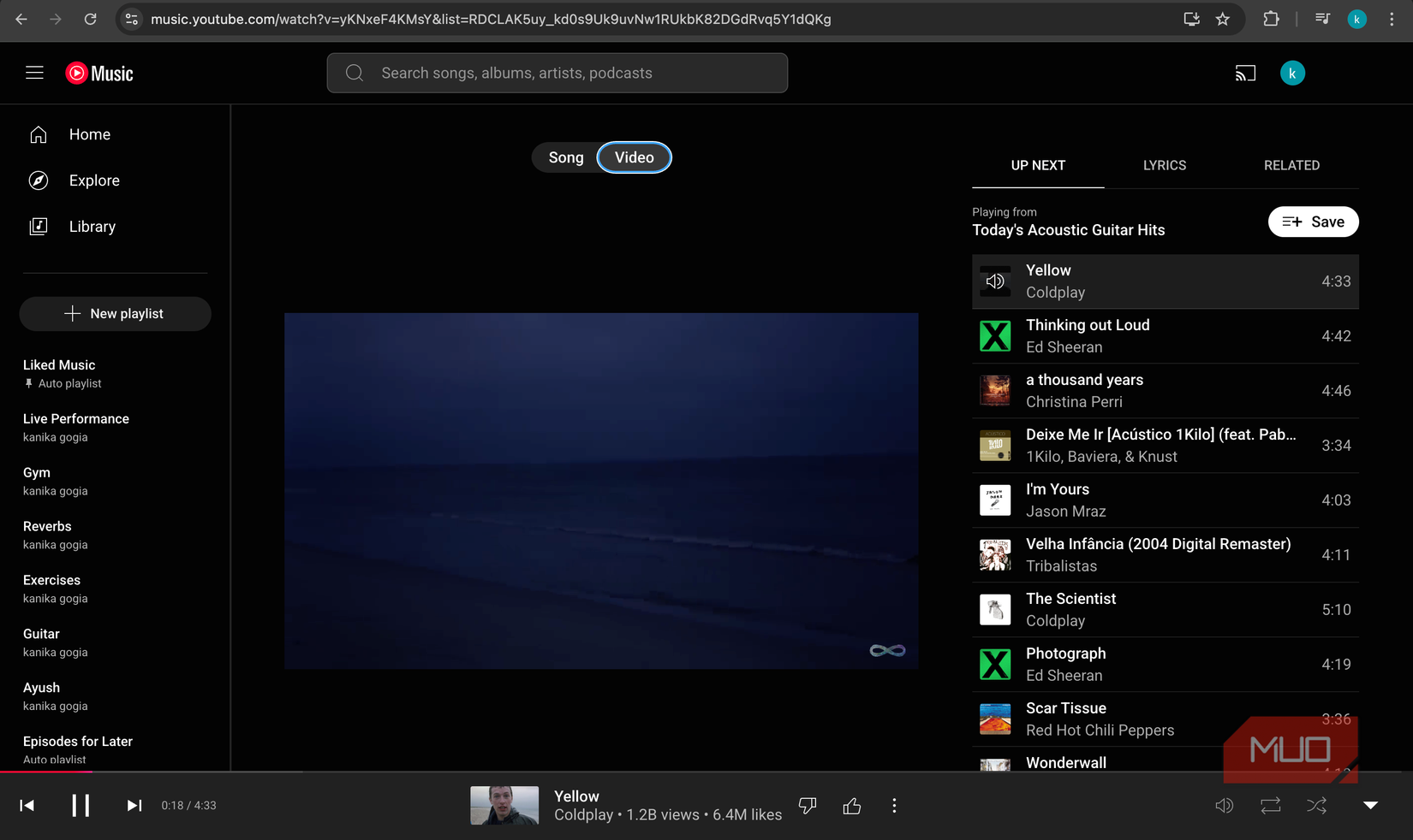Song and Video buttons in YouTube Music App -2