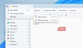 Split pane option in Files app