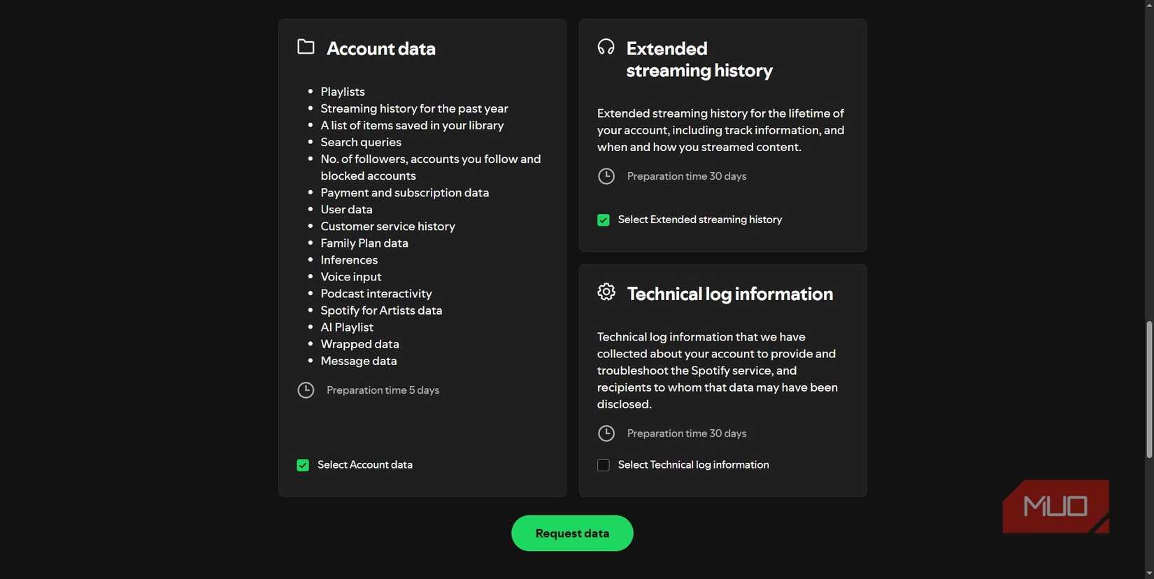 spotify download extended data request.