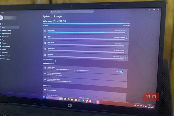 Storage and junk on Windows 11