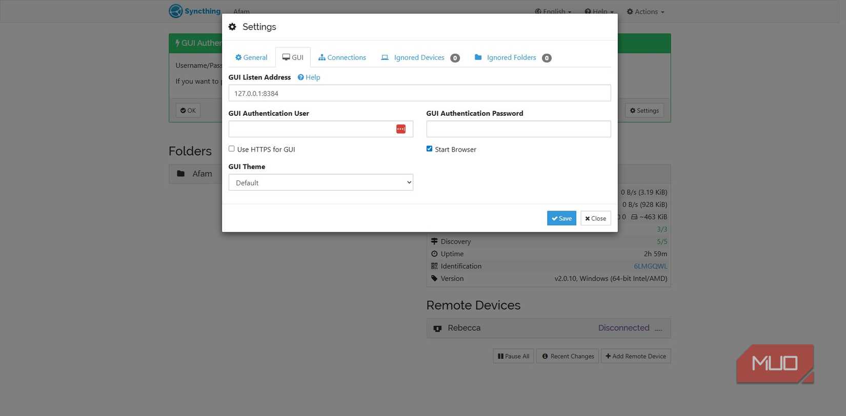 GUI সেটিংস সিঙ্ক করা হচ্ছে