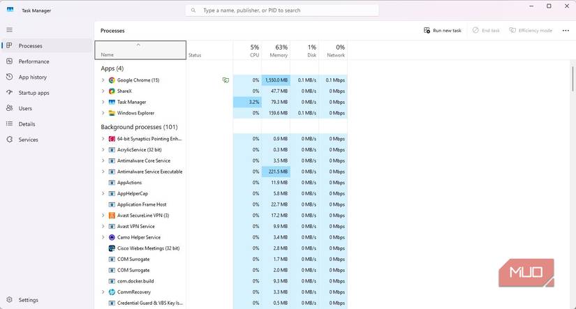 Task Manager on Windows.