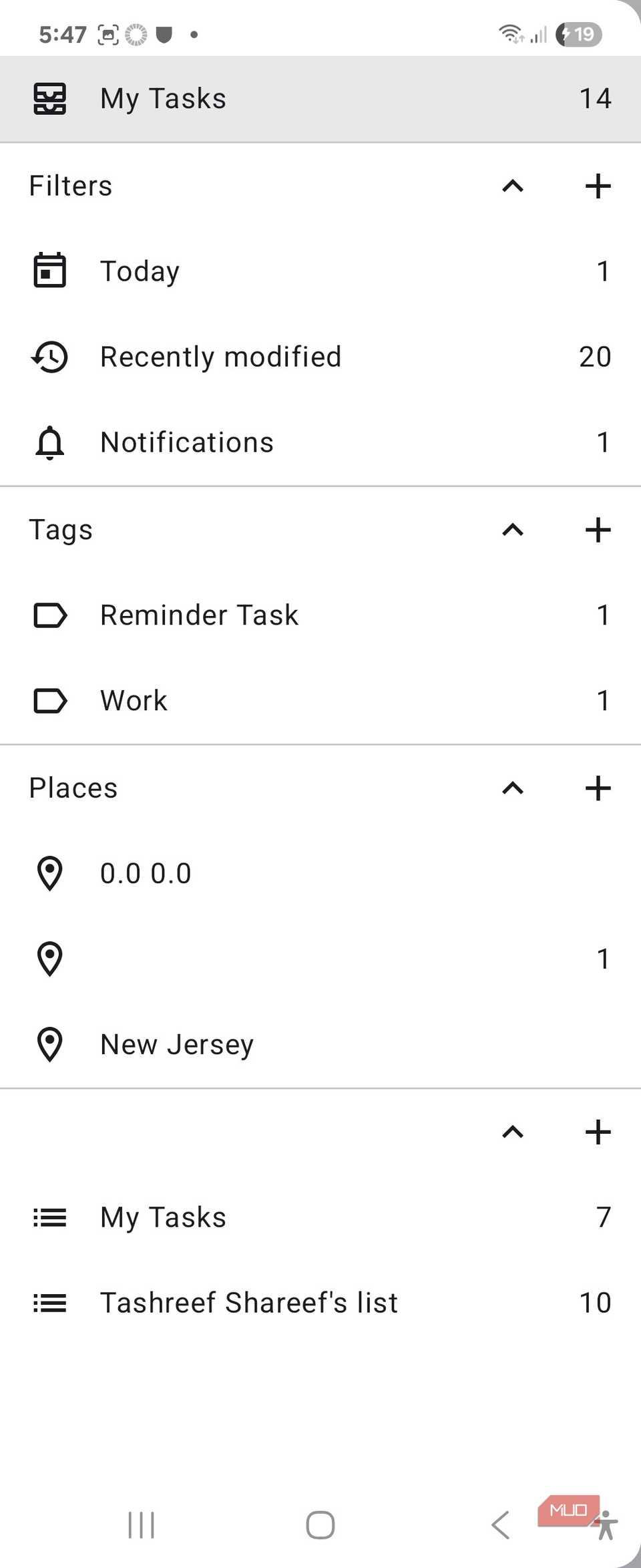 Tasks-org task management settings